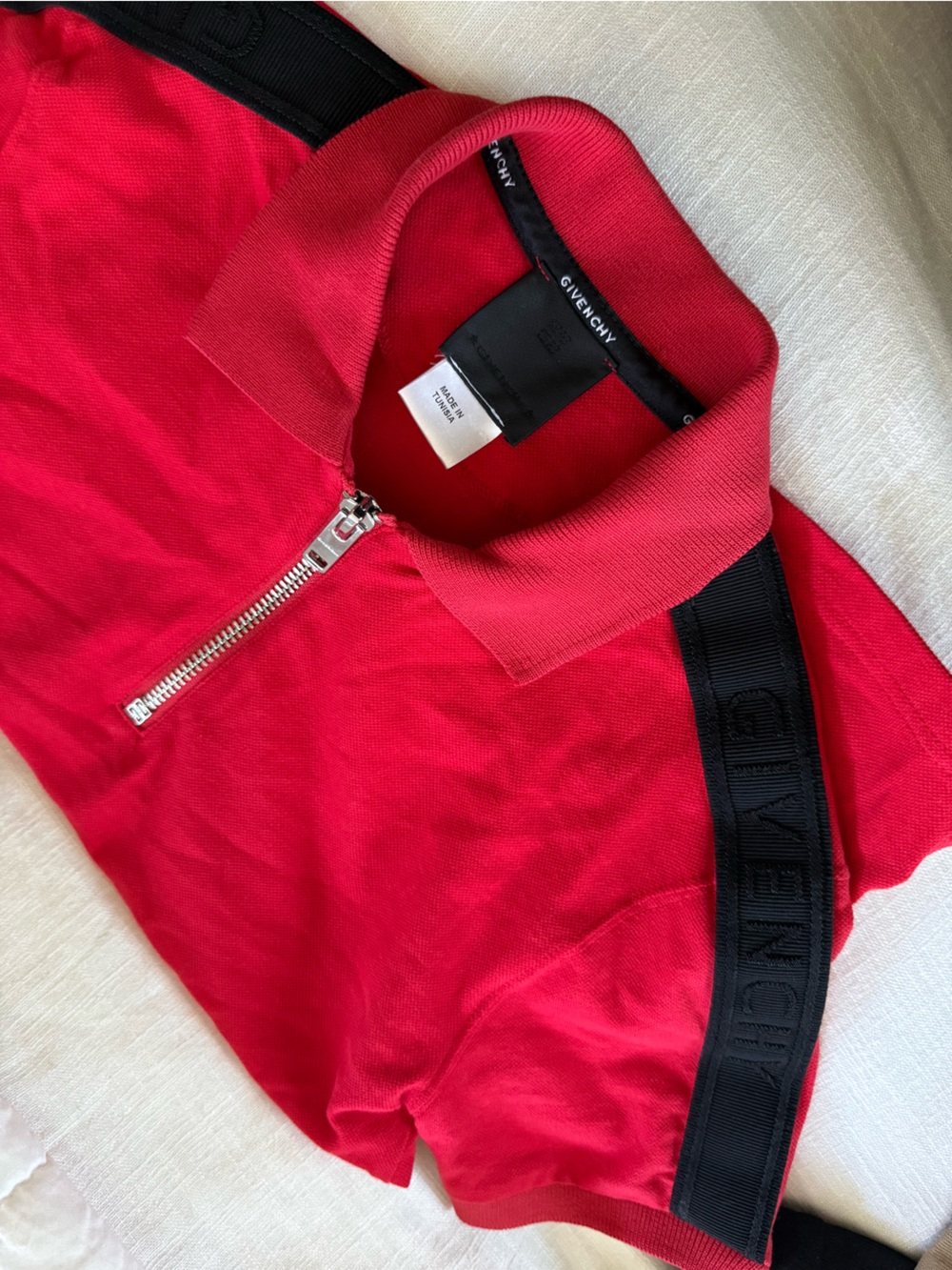 Givenchy Red Polo with Black Logo Tabs